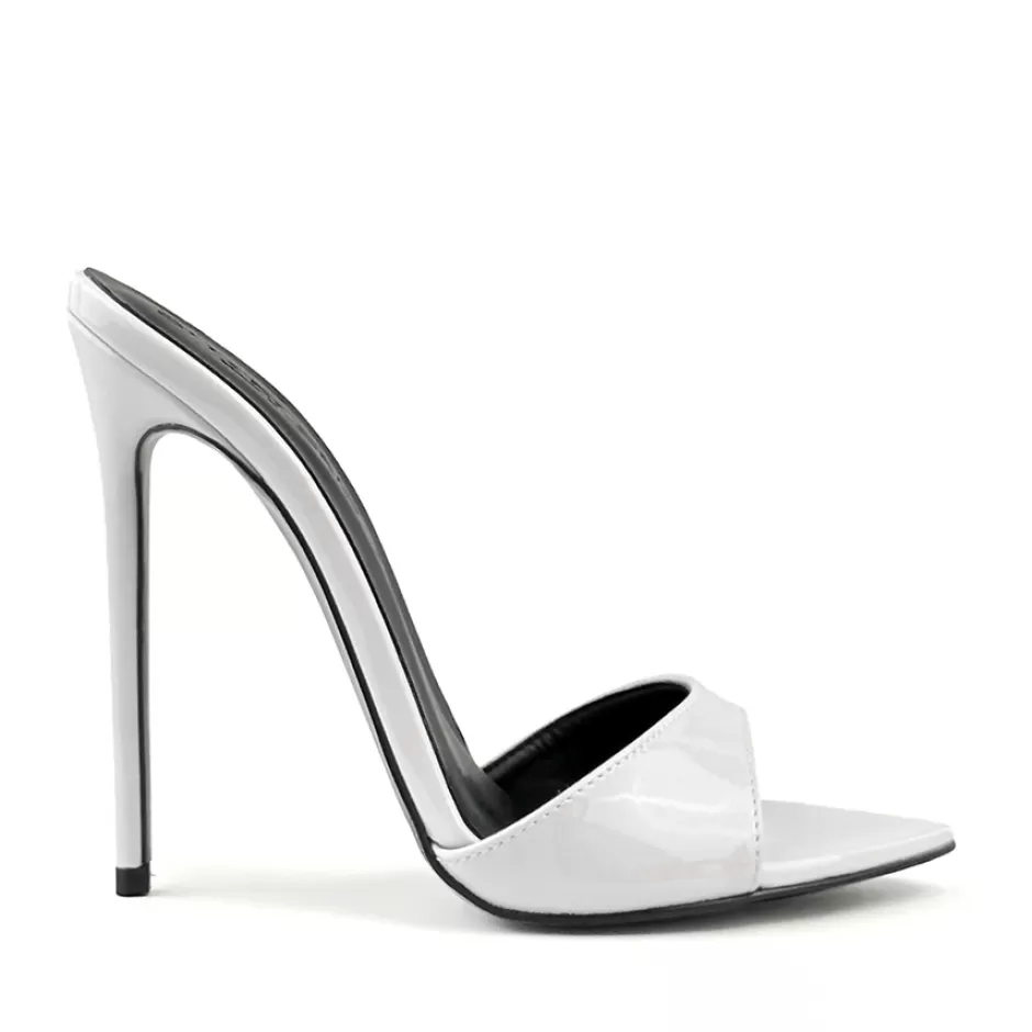 Donna SHARLENE CALZATURE Sandali-White Patent Leather Sabot - Cod. 41567