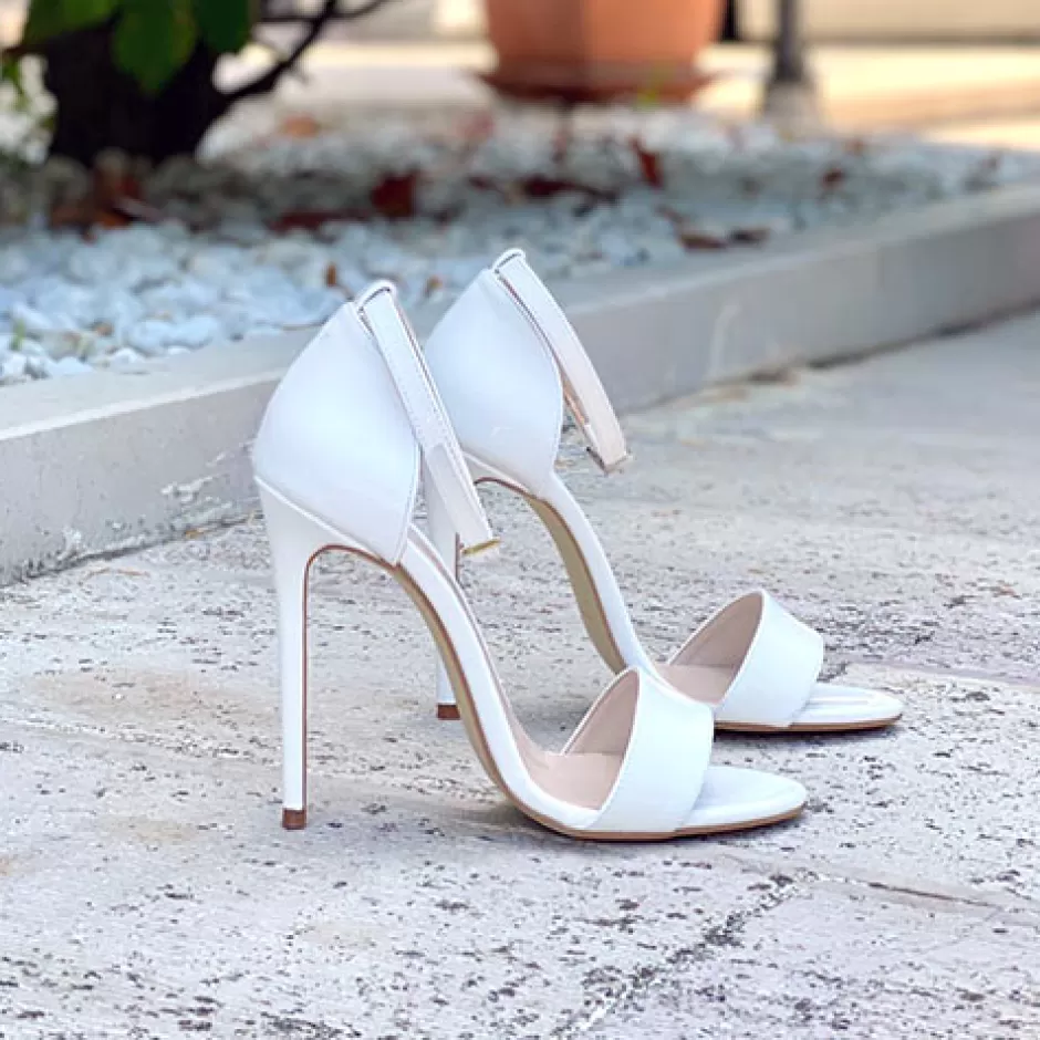 Donna SHARLENE CALZATURE Sandali-White Patent Leather Sandal - Cod. 28787