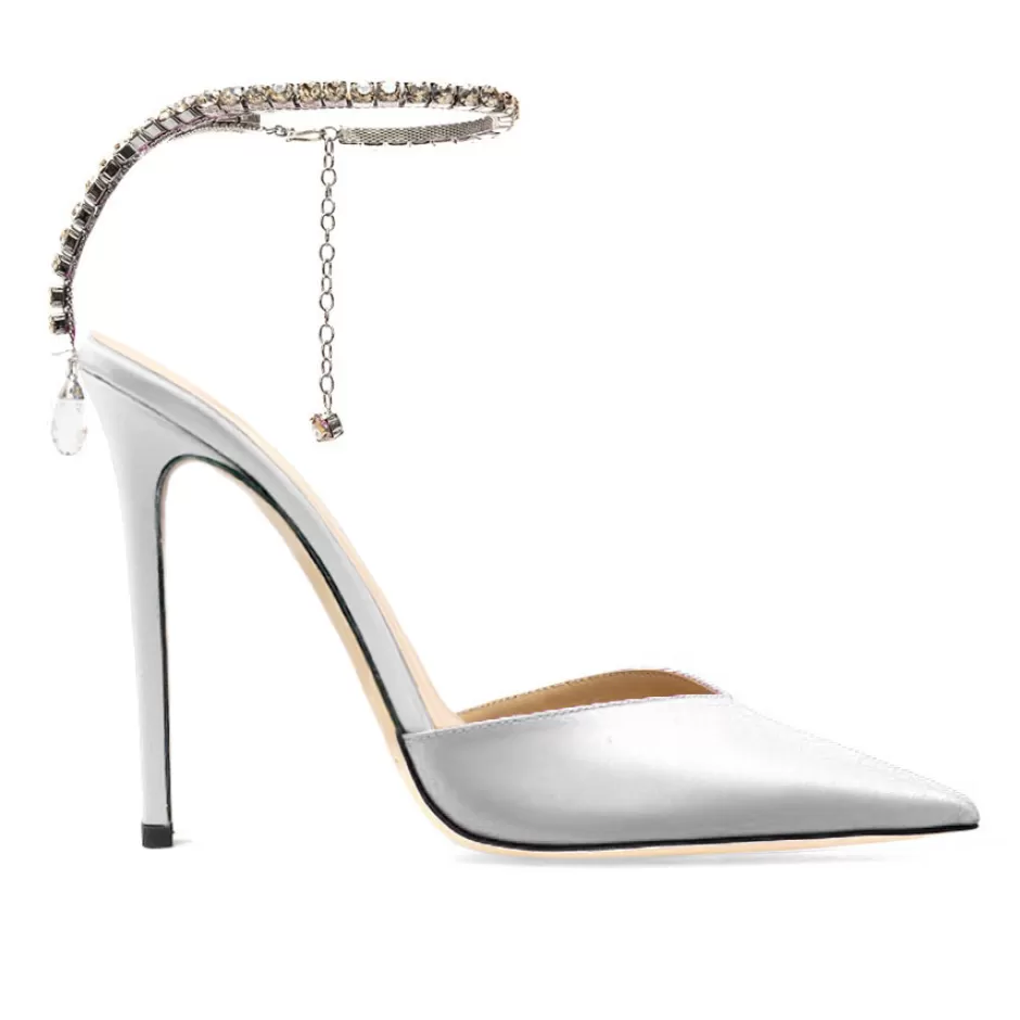 Donna SHARLENE CALZATURE Sandali-White Satin/ Jewel Sandal - Cod. 38689