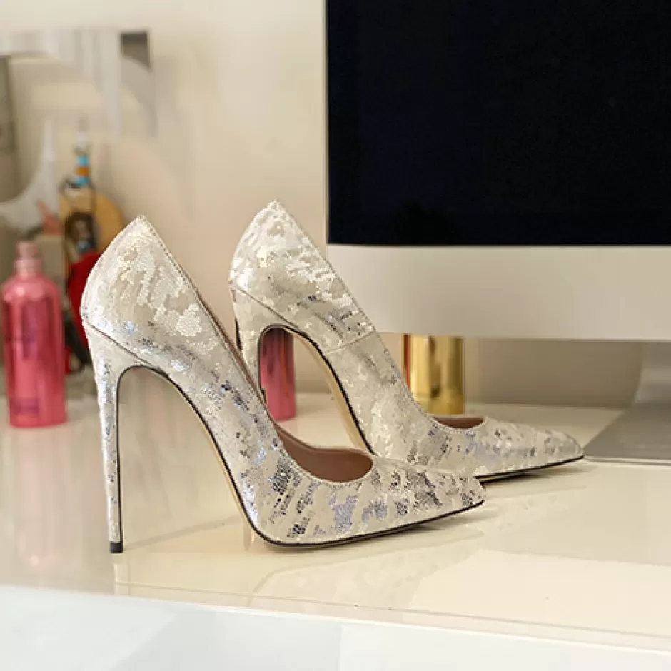 Donna SHARLENE CALZATURE Decollete-White/Silver Camouflage Decollete - Cod. 14902