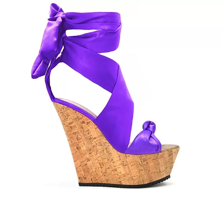 Donna SHARLENE CALZATURE Sandali-Wisteria Satin/Cork Sandal Wedge - Cod. 31918