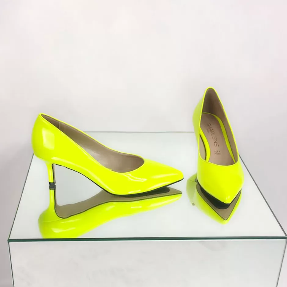 Donna SHARLENE CALZATURE Decollete-Yellow Fluo Patent Leather Pumps - Cod. 21553