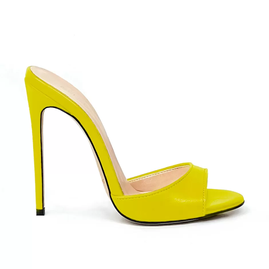 Donna SHARLENE CALZATURE Sandali-Yellow Leather Sabot Sandal - Cod. 30266