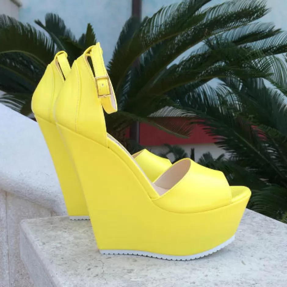 Donna SHARLENE CALZATURE Sandali-Yellow Leather Sandal Football - Cod. 16837