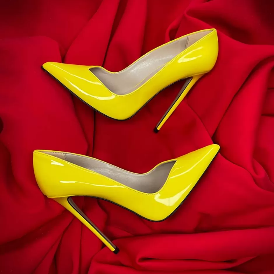 Donna SHARLENE CALZATURE Decollete-Yellow Patent Leather Pumps - Cod. 16627