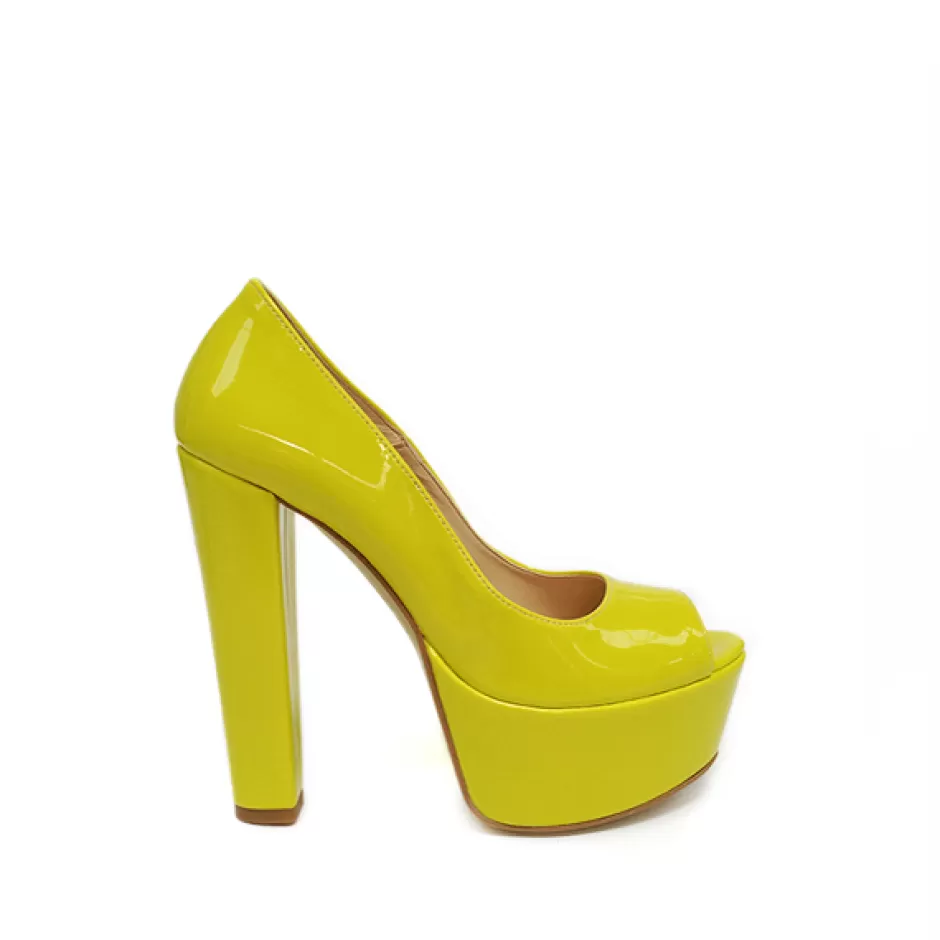 Donna SHARLENE CALZATURE Decollete-Yellow Patent Leather Pumps - Cod. 5846