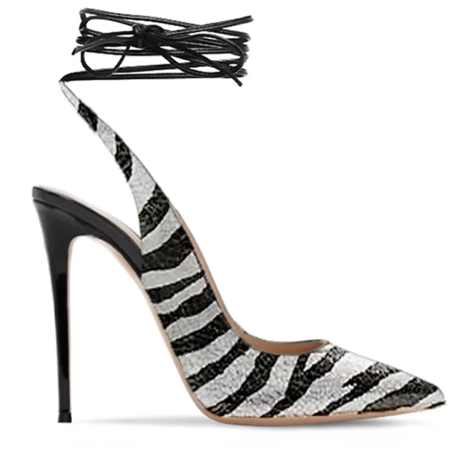 Donna SHARLENE CALZATURE Decollete-Zebra/Black Leather Lace-Up Pump - Cod. 15546